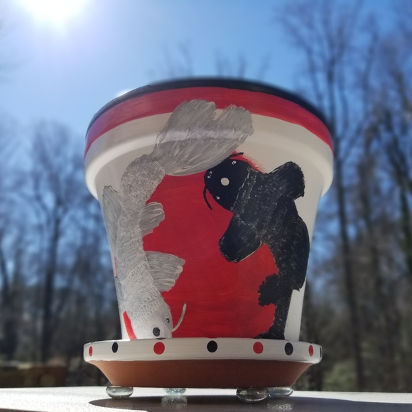 Ying Yang Koi Handpainted Planter - Picture 6 of 6